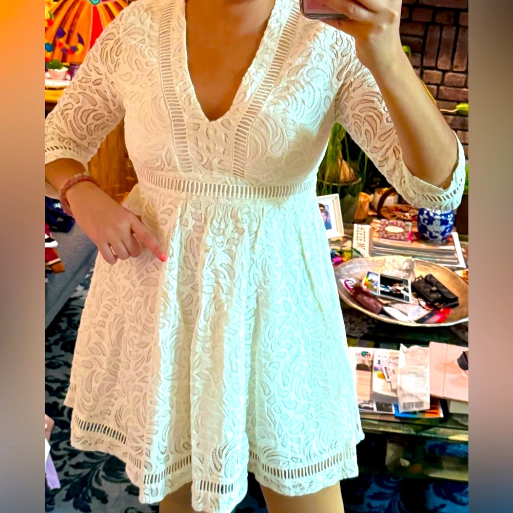 Gorgeous Opullence (French Brand) white-lace Summer Dress